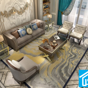 غرفة معيشة مودرن رمادى × ابيض