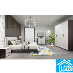 غرفة نوم كامله مودرن -ابيض وبيج