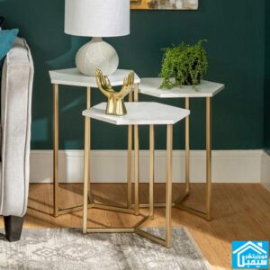 ترابيزة جانبية-ذهبى في ابيض