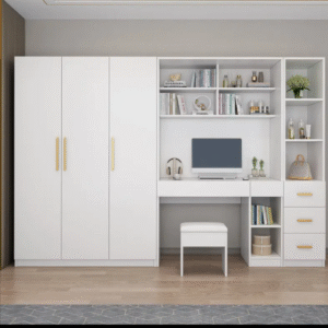 وحدة خزانة حديثة مع منطقة مكياج فاخرة